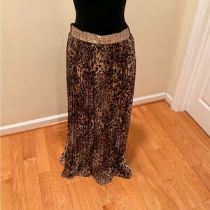 Matilda Animal Print Pleated Maxi Skirt with Sequence Waist.Gorgeous